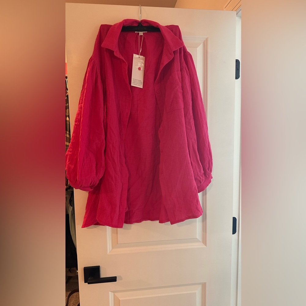 RedDress pink linen shirt
